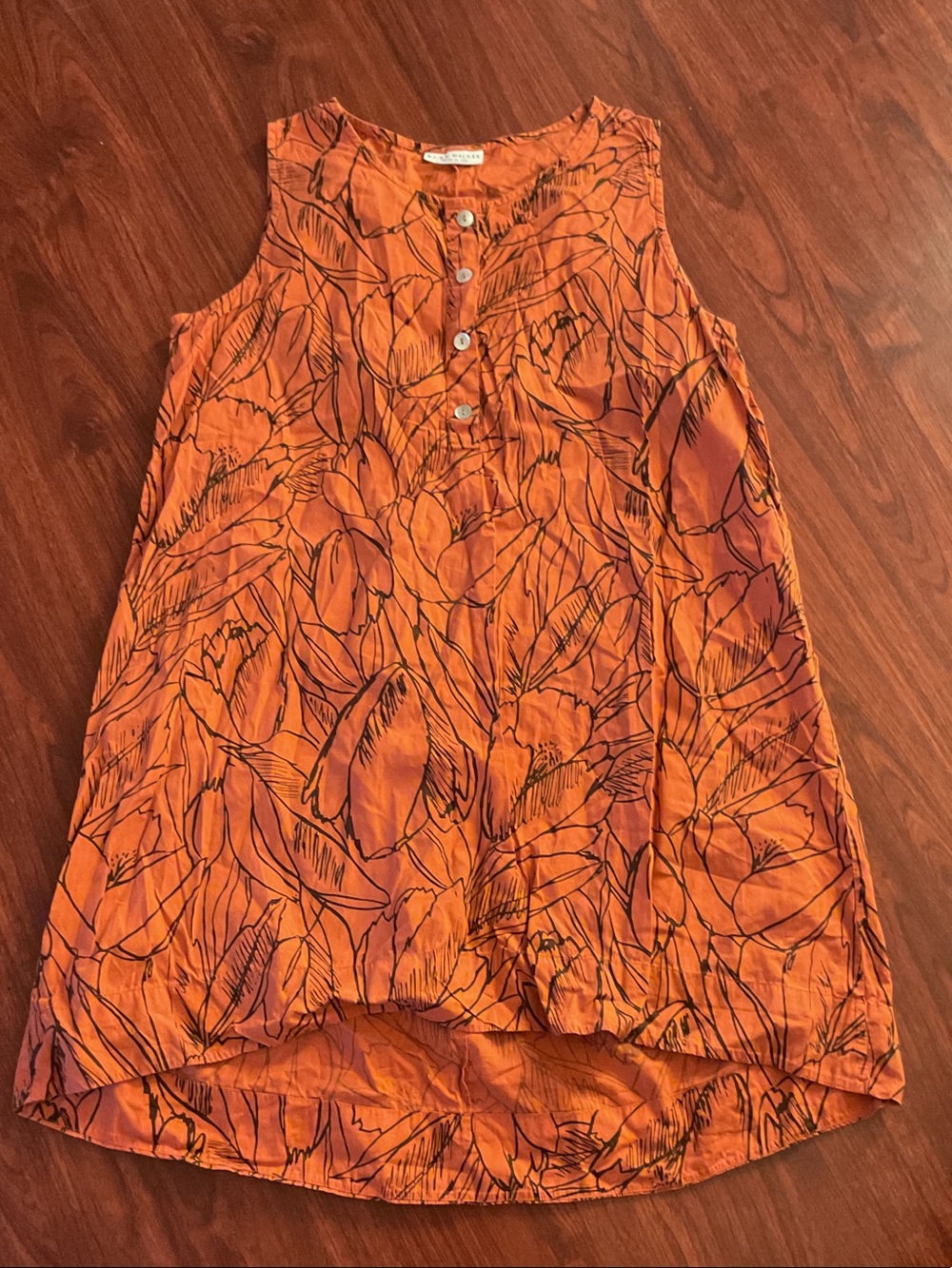 Bryn Walker Sleeveless Orange Floral Button-Front dress size large